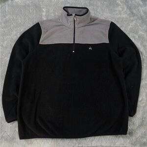 Brooks Brother Fleece 1/4 Zip Pull Over Men’s Size Large Black Gray